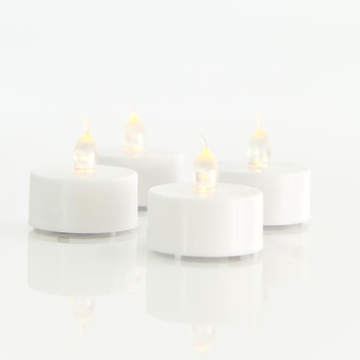 [147-15100] VELA LED A PILA, BLANCA, PLÁSTICO, SET DE 4 PIEZAS, CON EFECTO DE LLAMA, 3,5x3,5x3,8cm