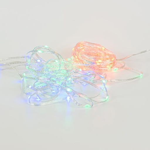 [600-01320] LÍNEA, 100 MINI LED, USB, CONTROLADO POR APP, CON MANDO A DISTANCIA, CABLE PLANO TRANSPARENTE, POR 10 cm, LED RGB, CABLE DE CONDUCCIÓN 2 m, IP20
