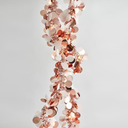 [600-03340] LÍNEA 20 LED 5 mm, CON LENTEJUELAS DECORATIVAS, BATERÍA 2XAA, TEMPORIZADOR, LED BLANCO CÁLIDO, POR 10 cm, CABLE DE 50 cm, IP20