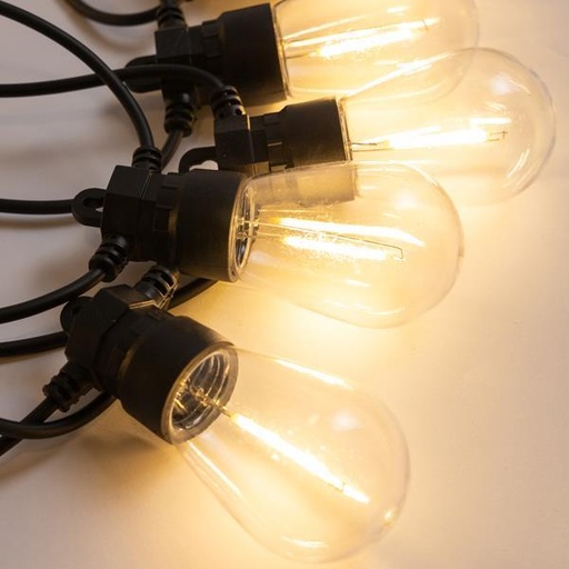 [600-03600] GUIRNALDA 10 LÁMPARA S14, ADAPTADOR 24V, FIJA, LED BLANCO CÁLIDO, POR 50cm, 2 CONECTORES HASTA 2 JUEGOS, CABLE 3m, IP44