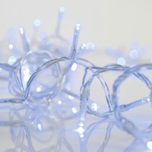 [600-06597] CARÁMBANO, 144 LED de 3 mm, ADAPTADOR DE 36 V, 4 CONECTORES (HASTA 3 JUEGOS), CABLE DE PVC TRANSPARENTE, LED AZUL (Alto 60 x Ancho 300 cm, 5/7/5/7), CABLE DE CONDUCCIÓN DE 3 m, IP44