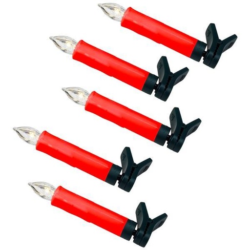 [600-11483] SET 5 VELAS LED INALÁMBRICAS PARA ÁRBOL, LED BLANCO CÁLIDO, VELA ROJA, IP20