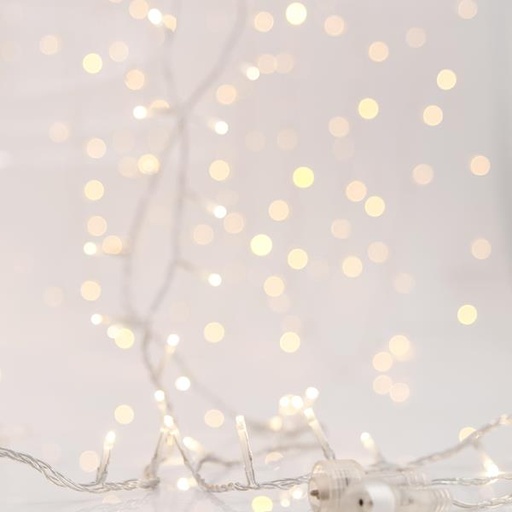 [600-17101] CORTINA, 240 LED 3 mm, ADAPTADOR 31 V, 4 CONECTORES HASTA 3 JUEGOS, CABLE DE PVC TRANSPARENTE, LED BLANCO CÁLIDO, (Alto 100 x Ancho 200 cm, 20 LÍNEAS x 12 LED), CABLE DE CONDUCCIÓN 3 m, IP44