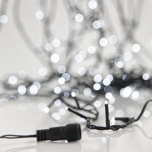 [600-19600] LÍNEA, 180 LED 3 mm, 2 conectores hasta 6 unidades, cable PVC verde, LED blanco, por 7,5 cm, (sin adaptador, sin cable), IP44