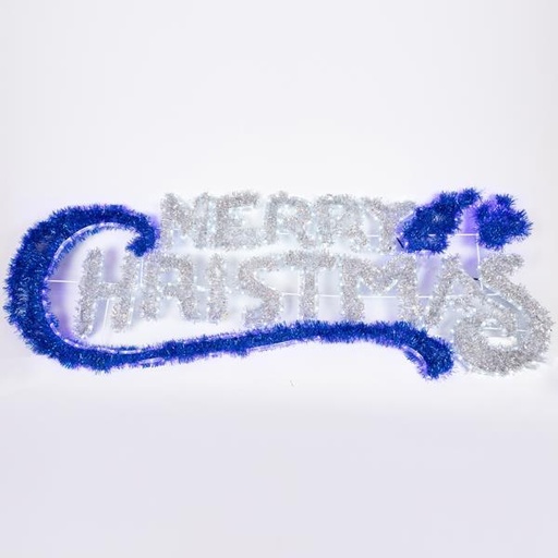 [600-20227] Cuerda de luces LED FELIZ NAVIDAD, 184 x 5 x 65,5 cm, 21 m, color plata y azul, cable de 1,5 m, IP44