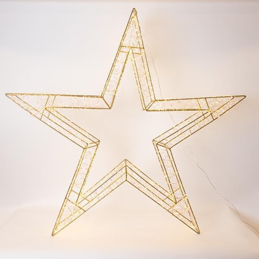 [600-22532] ESTRELLA ILUMINADA DE 110 cm, 2640 LED, ADAPTADOR DE 31 V, TEMPORIZADOR, ESTRUCTURA DE METAL BRONCE, CABLE DE COBRE BRONCE, LED BLANCO CÁLIDO, CABLE DE 5 m, IP44