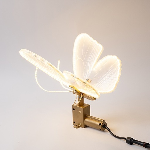 [600-22581] MARIPOSA ILUMINADA DE 40 CM CON MOVIMIENTO, ADAPTADOR DE 12 V, 120 LED/M, LED BLANCO CÁLIDO, CABLE DE 3 M, IP44
