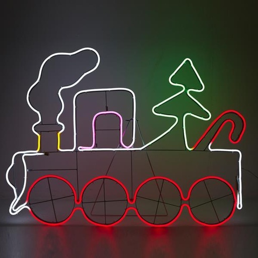 [600-23110] TREN 95*68cm, 8m LUZ DE CUERDA LED NEÓN, CON DIFERENTES COLORES, CON ADAPTADOR, CABLE DE CONDUCCIÓN 5m, IP44