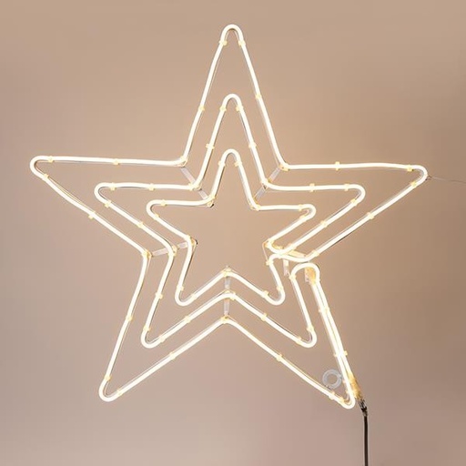 [600-23112] TRIPLE STAR, LUZ DE CUERDA LED NEÓN DE 5 m, BIDIRECCIONAL, LED BLANCO CÁLIDO, 60 x 60 cm, IP44