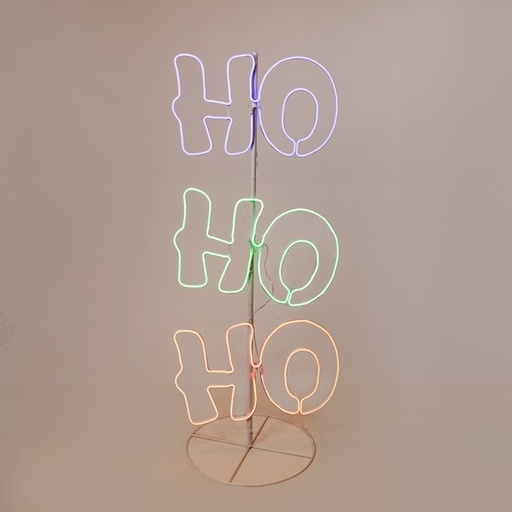 [600-23122] Cuerda luminosa LED de neón HO-HO-HO de 120 x 50 cm, 8,4 m, verde, rojo y azul, bidireccional, cable de 5 m, IP44