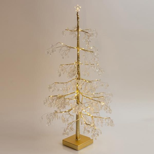 [600-30546] ÁRBOL DE CHAMPÁN ACRÍLICO CON ESTRELLA EN LA PARTE SUPERIOR, CAJA DE PILAS 3xAA, TEMPORIZADOR, 80 MINI LED BLANCO CÁLIDO, 60cm, IP20