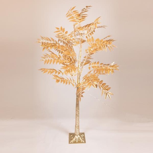 [600-30589] ÁRBOL DORADO DE HOJAS ANCHAS DE 1,5 m, ADAPTADOR DE 4,5 V, MINI LED 110 V BLANCO CÁLIDO, CABLE DE 3 m, IP44