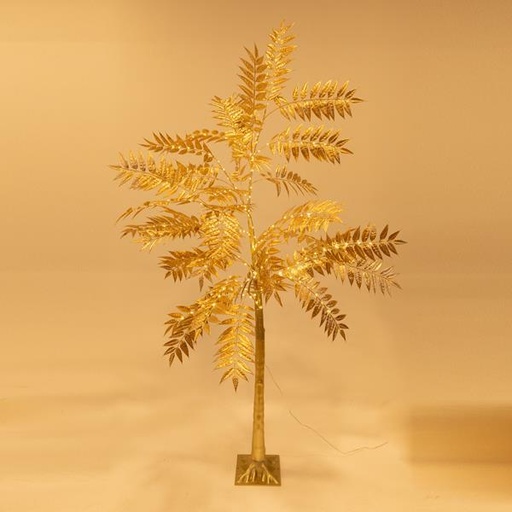 [600-30590]  ÁRBOL DORADO DE HOJAS ANCHAS DE 1,8 m, ADAPTADOR DE 4,5 V, 140 MINI LED BLANCO CÁLIDO, CABLE DE 3 m, IP44