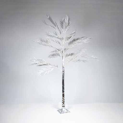 [600-30727] ÁRBOL DE HOJAS DE HELECHO CON HOJAS PLATEADAS 1,8m, ADAPTADOR, 140 MINI LED BLANCO CÁLIDO, CABLE DE 3m, IP44