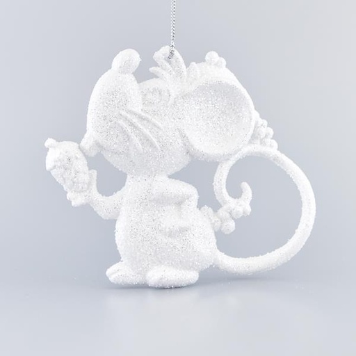 [600-40683] MINI RATÓN ACRÍLICO BLANCO CON BRILLO, 12,7cm