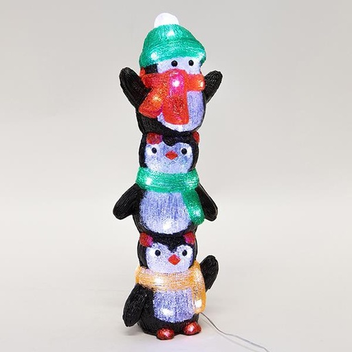 [600-40894] PINGÜINOS ACRÍLICOS, ADAPTADOR DE 3,5 V, 40 LED BLANCOS, CABLE DE 5 m, 16 x 14 x 49 cm, IP44