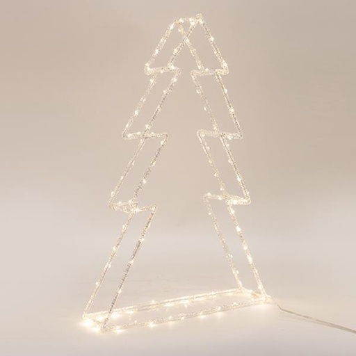 [600-40895] ÁRBOL ACRÍLICO, ADAPTADOR DE 3,5 V, 80 MINI LED BLANCO CÁLIDO, CABLE DE 5 m, 31 x 6,5 x 39 cm, IP44