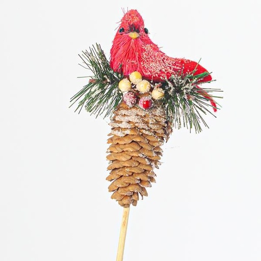 [600-41167] PALO CON PIÑA Y PAJARITO, 40cm