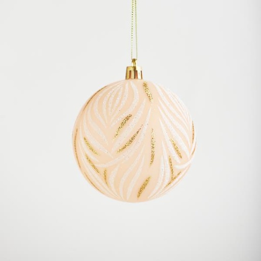 [600-42756] BOLA DE PLÁSTICO, ROSA MATE CON DISEÑO, SET DE 6 UDS., 8 cm