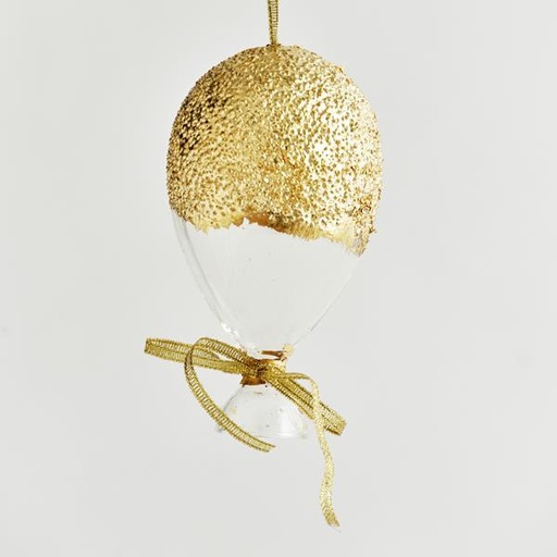 [600-42845] Adorno de cristal, globo dorado, juego de 4 piezas, 14 cm