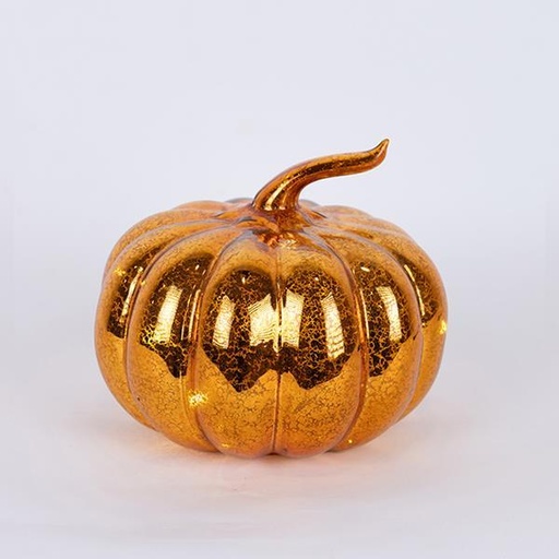 [600-42905] CALABAZA ILUMINADA DE CRISTAL, NARANJA, 10,8 cm
