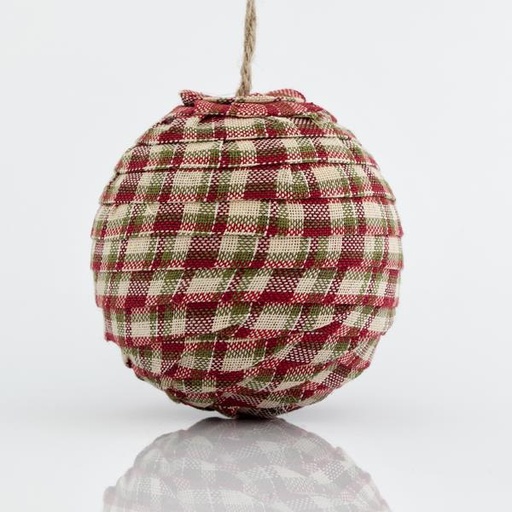 [600-43946] BOLA ROJA CON VERDE, TELA, 10cm