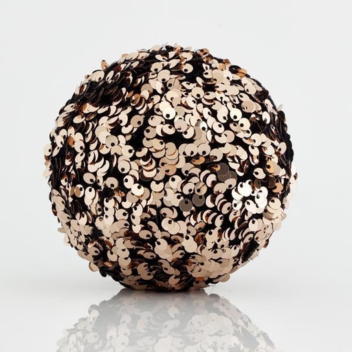 [600-43952] BOLA MARRÓN CON LENTEJUELAS, 10cm
