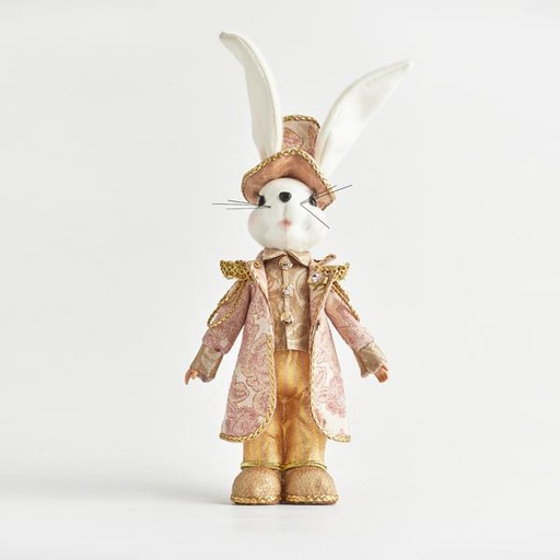 [600-44073] SEÑOR CONEJO CON ROPA ROSA, 19x10x42cm