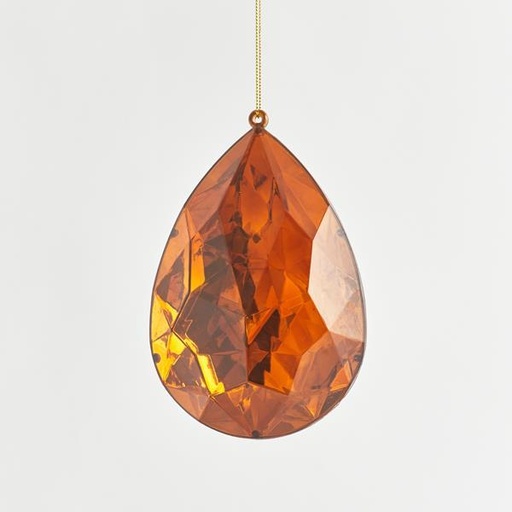 [600-44095] ADORNO COLGANTE, GOTA, ÁMBAR OSCURO, 10x6x15cm