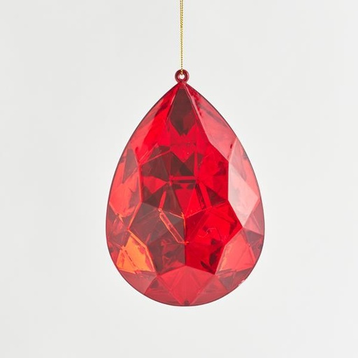 [600-44098] ADORNO COLGANTE, GOTA, ROJO, 10x6x15cm