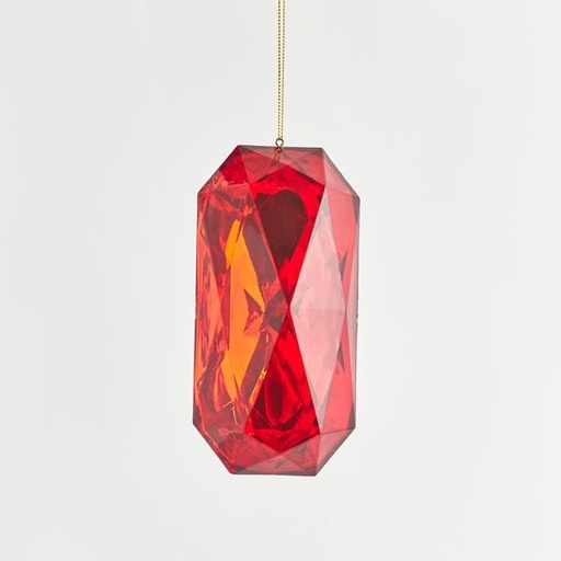 [600-44117] ADORNO COLGANTE, DIAMANTE, ROJO, 7x5,5x14,5cm