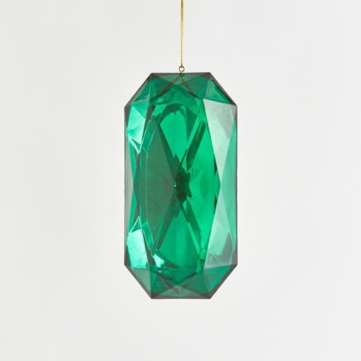[600-44119] ADORNO COLGANTE, DIAMANTE, VERDE ESMERALDA, 7x5,5x14,5cm