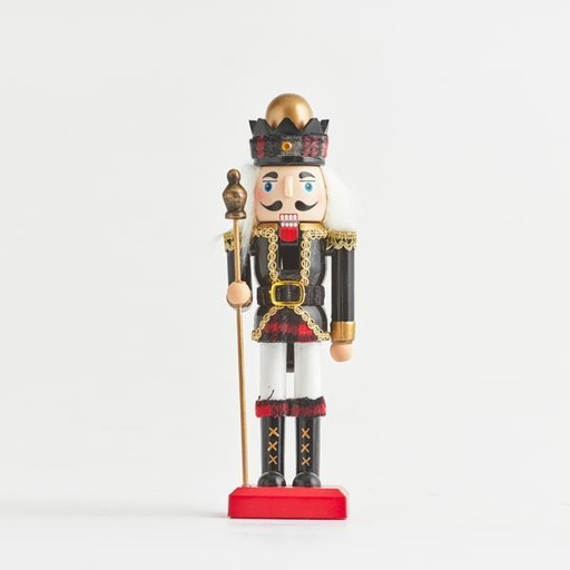 [600-44148] CASCANUECES DE PLÁSTICO CON SOMBRERO A CUADROS, ORO NEGRO, 25,5 cm