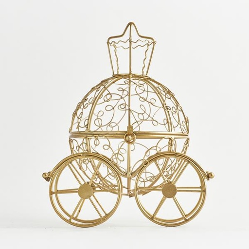 [600-44160] CARRUAJE, CON CORONA, METAL, DORADO, 17x22,5cm