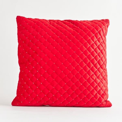 [600-44173] COJÍN, ROJO, TERCIOPELO, 45x45cm