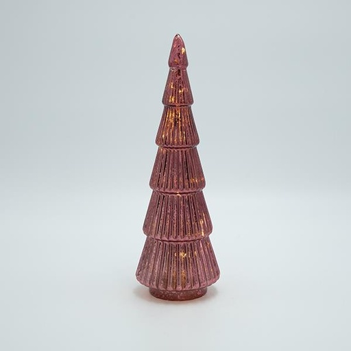 [600-44314] ÁRBOL DE CRISTAL ILUMINADO, ROJO METALIZADO, 8,5x26cm