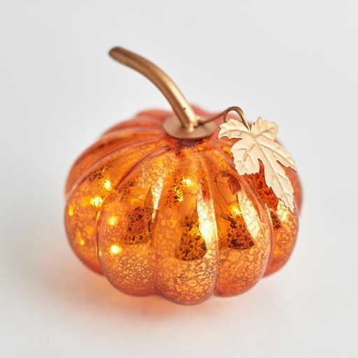 [600-44331] CALABAZA ILUMINADA DE CRISTAL, COBRE, 12 cm