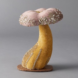  SETA DE TERCIOPELO, ROSA, CON BRILLO, 16x16x23cm