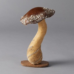  SETA DE TERCIOPELO, MARRÓN, CON BRILLO, 14x14x22cm