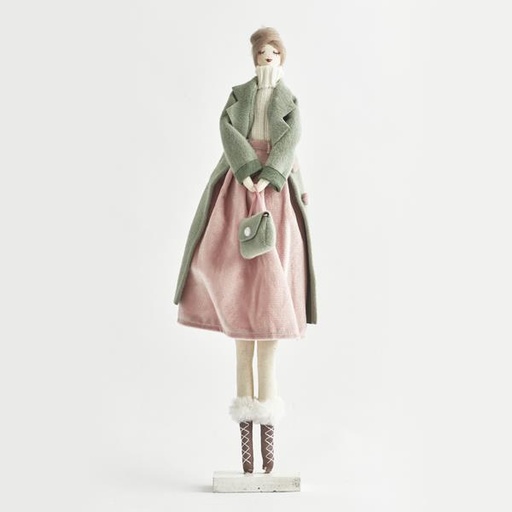 [600-44485] DAMA CON VESTIDO ROSA MENTA, 15x49cm