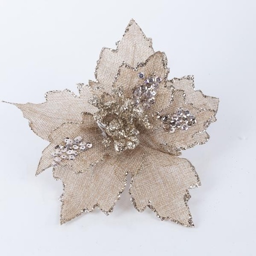 [600-45941] FLOR DE POINSETTI, DORADA, 26x15cm
