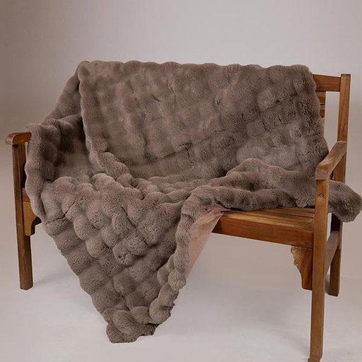 [600-46023] MANTA DE PIEL DECORATIVA, GRIS SUAVE, 140x160cm