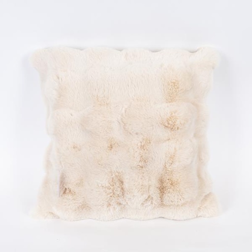 [600-46040] ALMOHADA DE PIEL BEIGE CON COLMENAS, 45x45cm