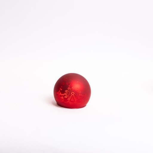 [600-46065] BOLA DECORATIVA DE CRISTAL ILUMINADA, PAPELET ROJO, CON PARQUE DE ATRACCIONES, 10 cm
