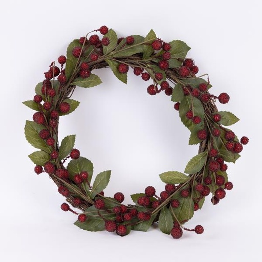 [600-46180] CORONA CON MORAS ROJAS, 50cm