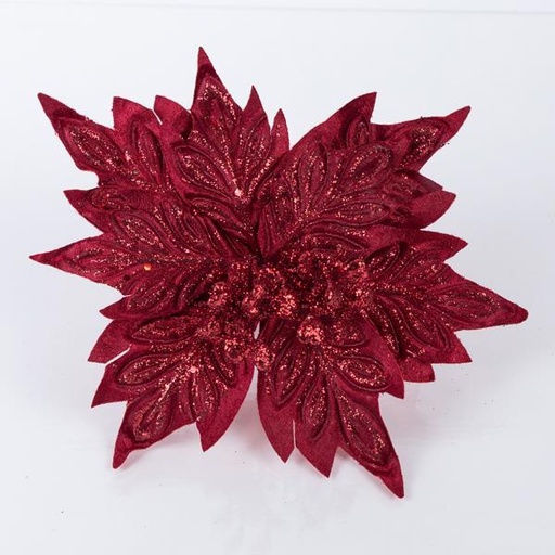 [600-46234] FLOR DE POINSETTI, BORGOÑA, 25x13cm