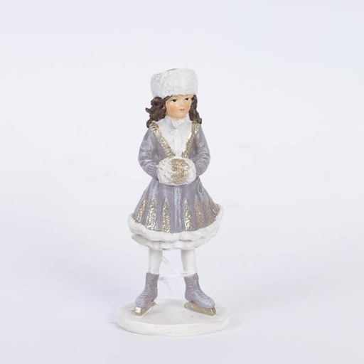 [600-46329] NIÑA DECORATIVA DE POLIRESINA, CON PELO, 5,5x4x12,5cm
