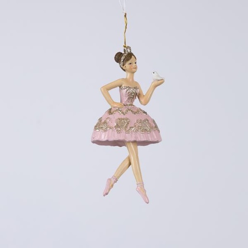 [600-46334] ADORNO COLGANTE DE POLIRESINA, BAILARINA ROSA, 5,5x2,5x12cm