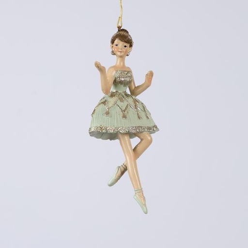 [600-46335] ADORNO COLGANTE DE POLIRESINA, BAILARINA VERDE MENTA, 5,5x2,5x12cm
