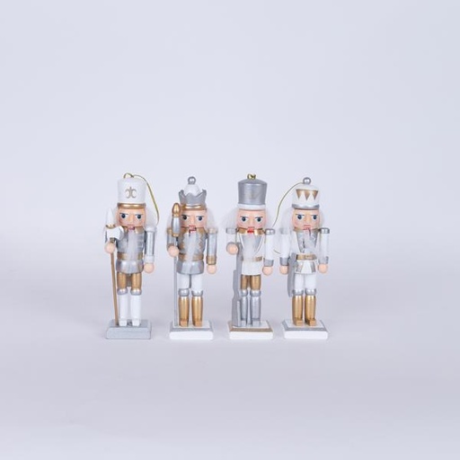 [600-46354] CASCANUECES, DORADO Y BLANCO, SET 4 PIEZAS, 12 cm